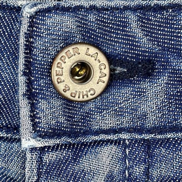 Chip & Pepper Pamela Straight Leg Jeans Blue Knee Rips Distressed Sz 30 - Picture 9 of 12